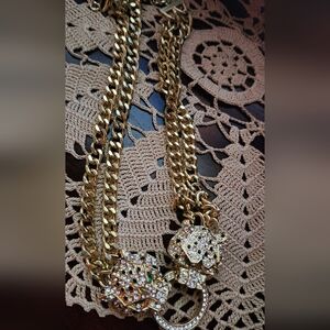 Gold Chain Necklace with Crystal Accents